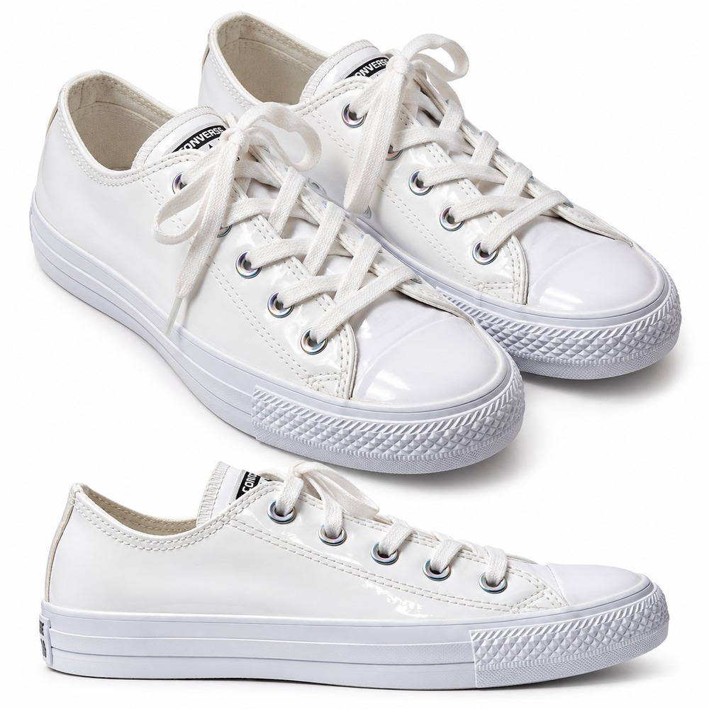 CONVERSE Chuck 70 Patent Leather Low-Top Ox Sneaker Men/4 Women/6 Snow White